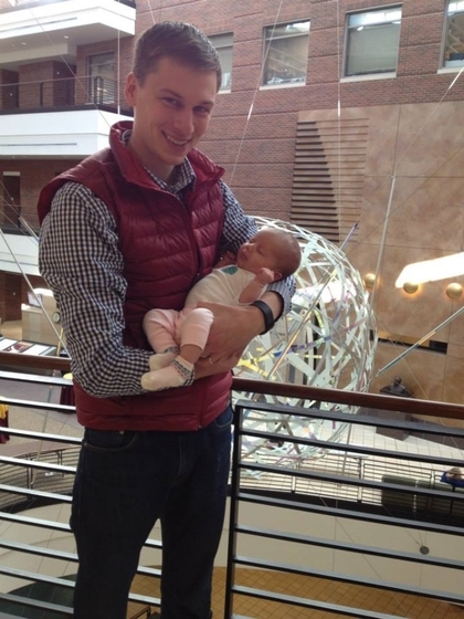 Josh Edgar holding daughter Sophie