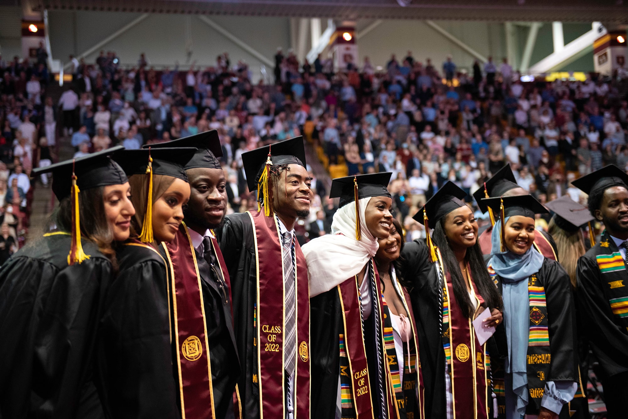 Undergraduate students pose for a photo following the 2022 commencement ceremony