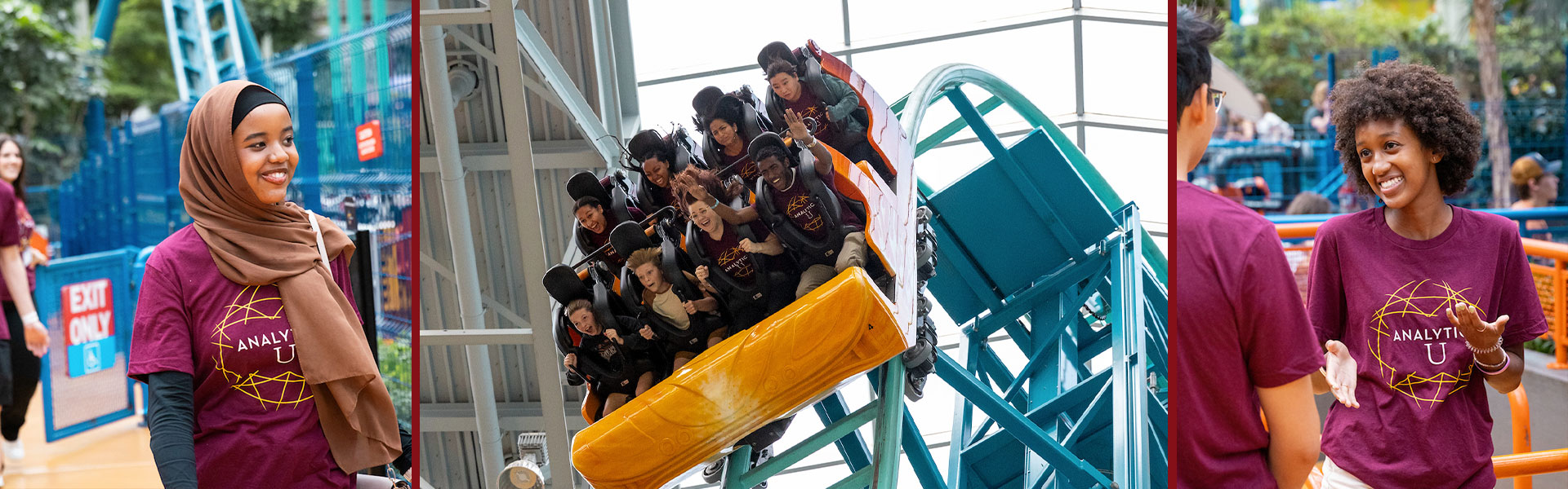 Analytics U students riding a ride at the Mall of America