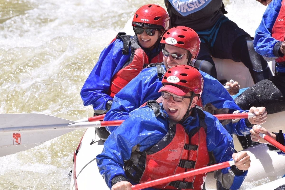 White water rafting group picture