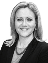 Black and white headshot of Professor Assistant Professor Elizabeth Campbell, Work and Organizations