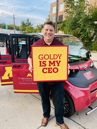 Dean with "Goldy is my CEO" Sign