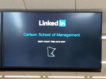 Screen of Linked In Welcoming the Carlson School