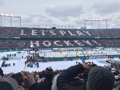 Crowd Says "Let's Play Hockey"