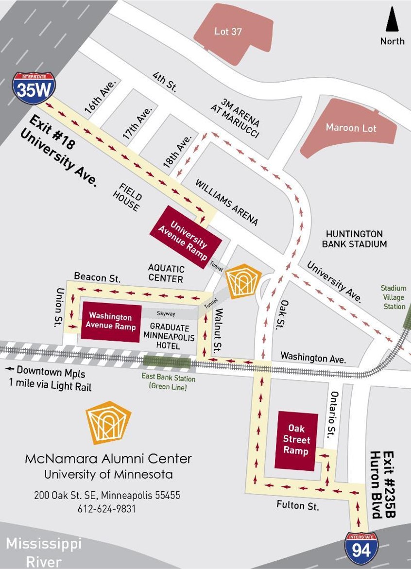 McNamara Alumni Center parking map.
