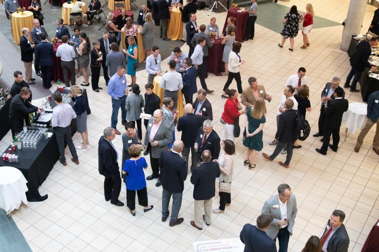 aerial shot of participants at the CFE 20th Anniversary Reception 