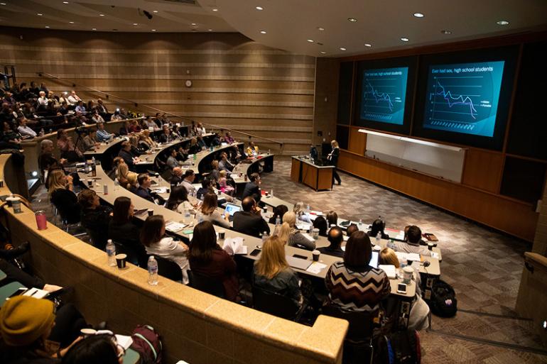 Attendees sitting in classroom for presentation during 2019 Ignite Conference