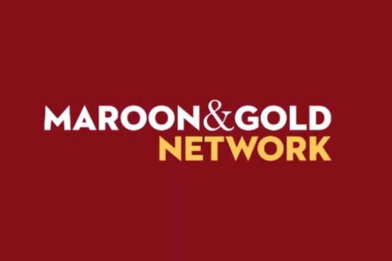 maroon & gold network typography