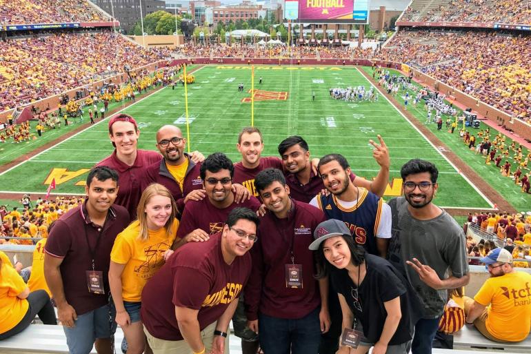 msba students at Gopher football game