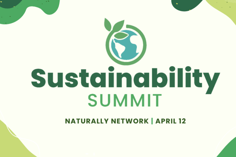 Infographic with text "Sustainability Summit - Naturally Network, April 12"