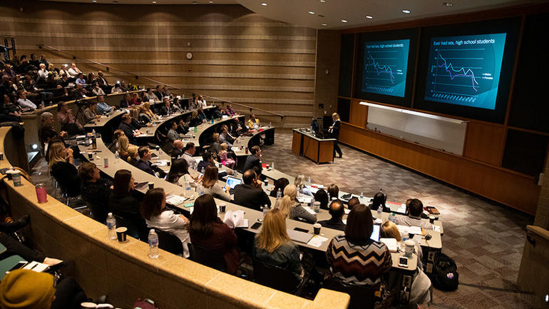 Attendees sitting in classroom for presentation during 2019 Ignite Conference