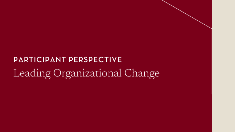 Leading Organizational Change Participant Perspective