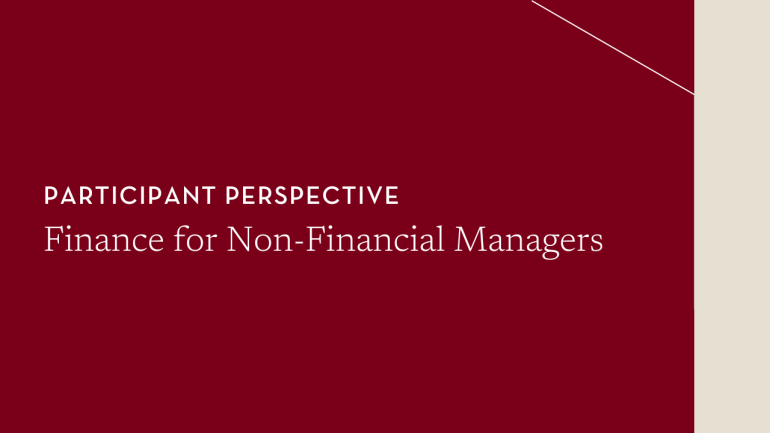Finance for Non-Financial Managers Participant Perspective