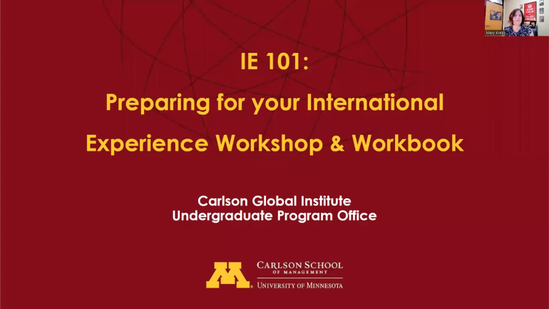 IE 101: Preparing for your International Experience Workshop & Workbook