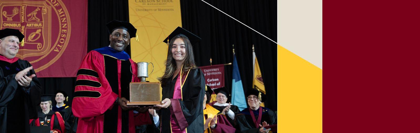 Brynn Nguyen, '24 BSB, receives the 2024 Tomato Can Loving Cup Award