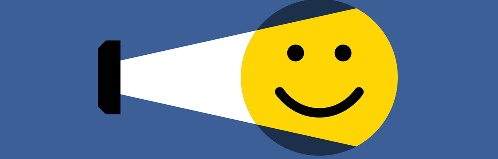 An illustration of a light shining on a smiley face