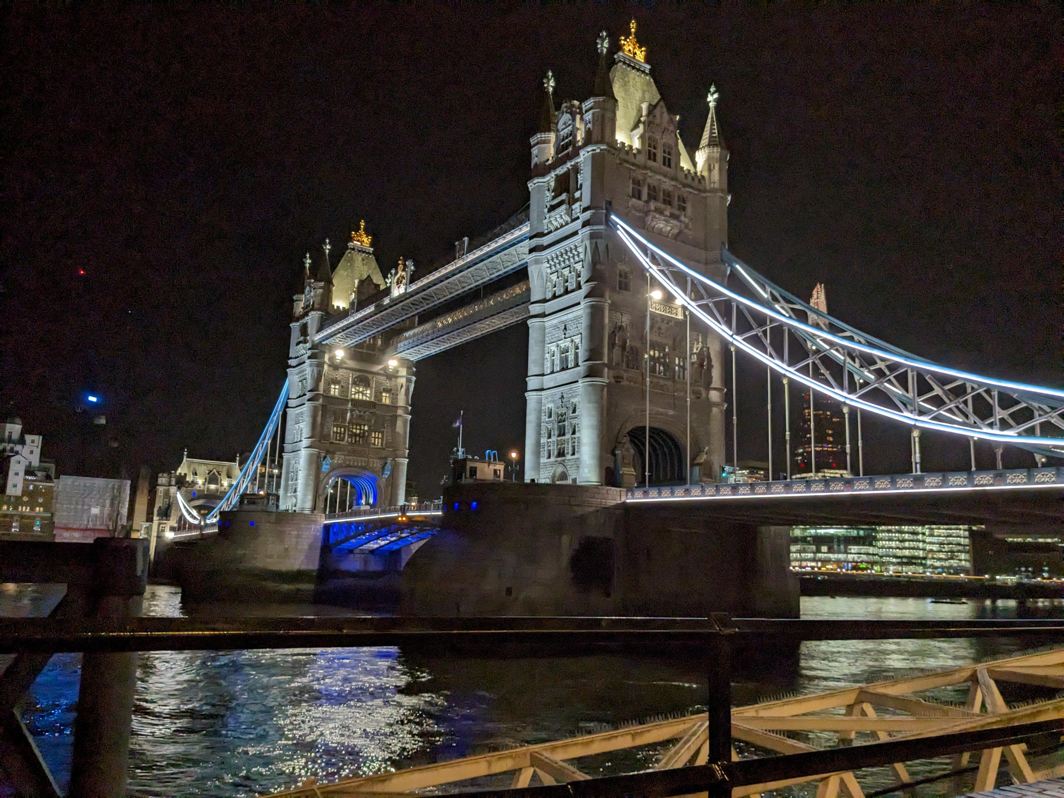 Tower Bridge in London at nighttime