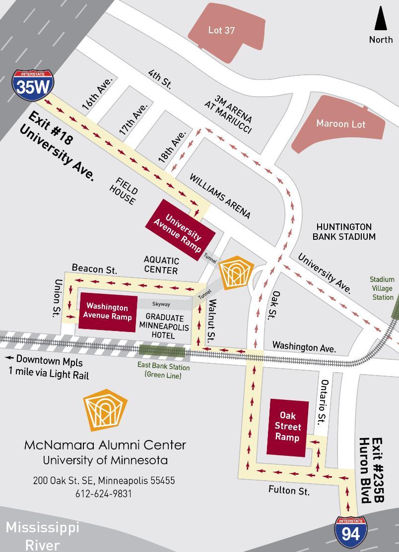 McNamara Alumni Center parking map