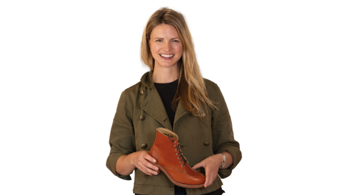 Allison Gettings holding a Red Wing shoe.