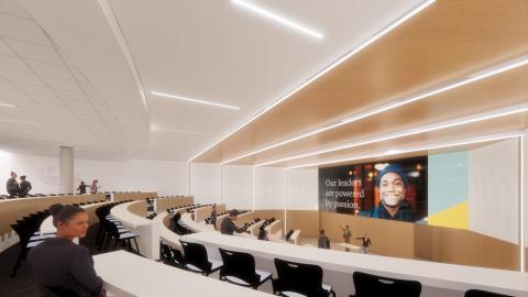 A rendering of the updated auditorium for the Connecting Carlson project.