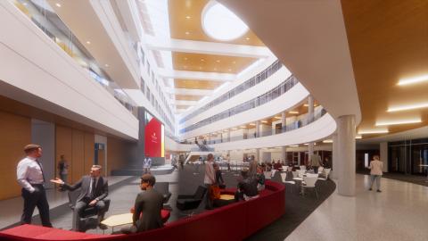 A rendering of the atrium looking east in the Connecting Carlson project.