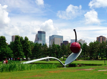 Cherry Spoon with Skyline in Background